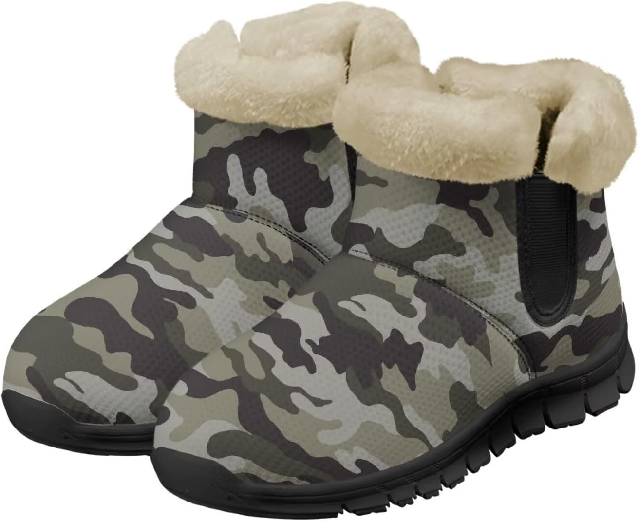 

Женские и мужские зимние ботинки с теплой плюшевой подкладкой, утепленные ботильоны с противоскользящей подошвой для улицы, удобная зимняя обувь для повседневных поездок Noprintge, Camouflage