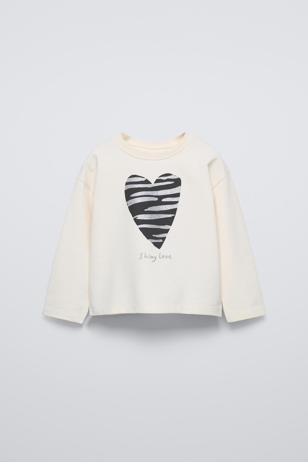 

Футболка с блестящим принтом ZARA, экрю