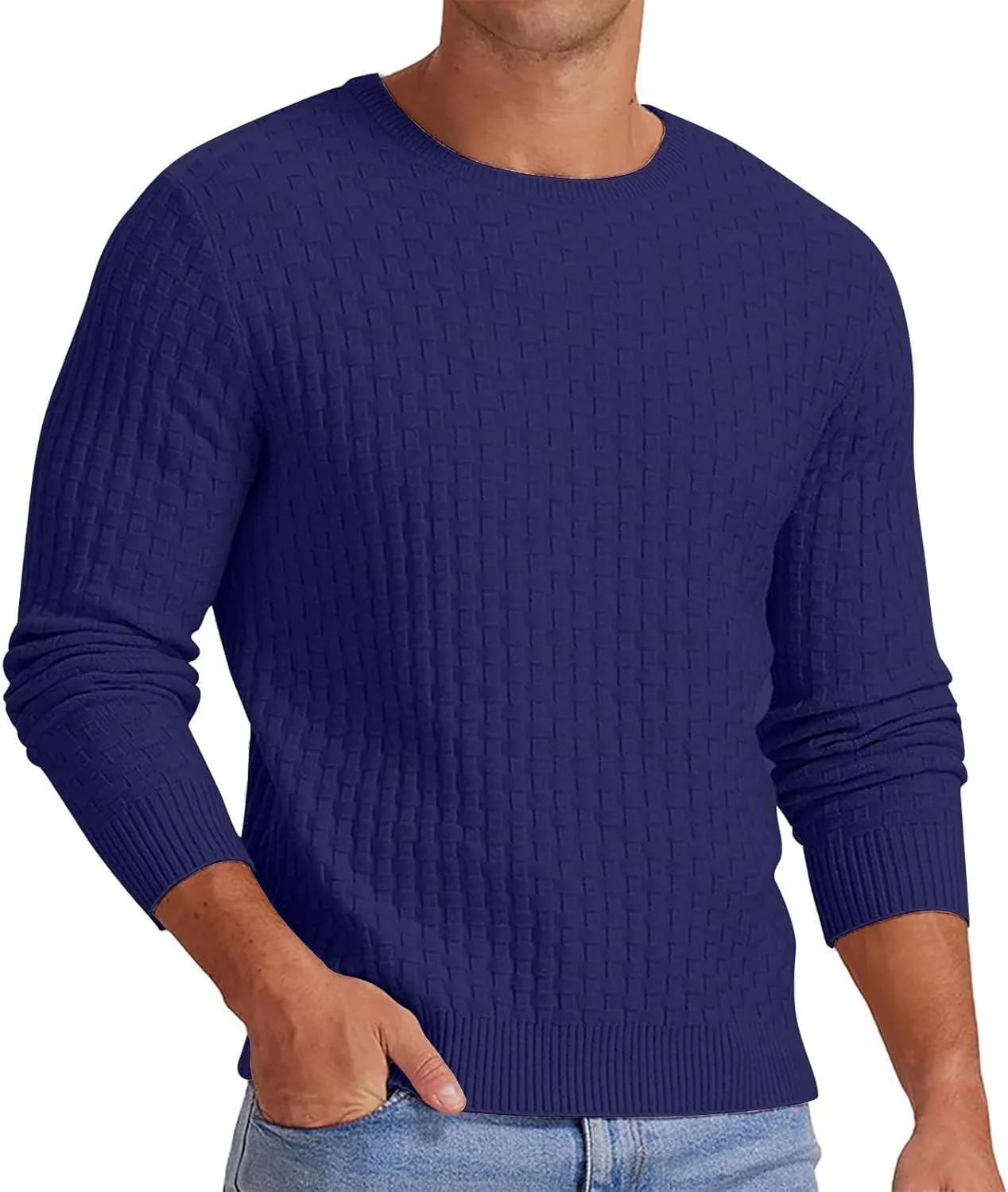 

Мужской свитер с длинным рукавом и круглым вырезом, Slim Fit, легкий