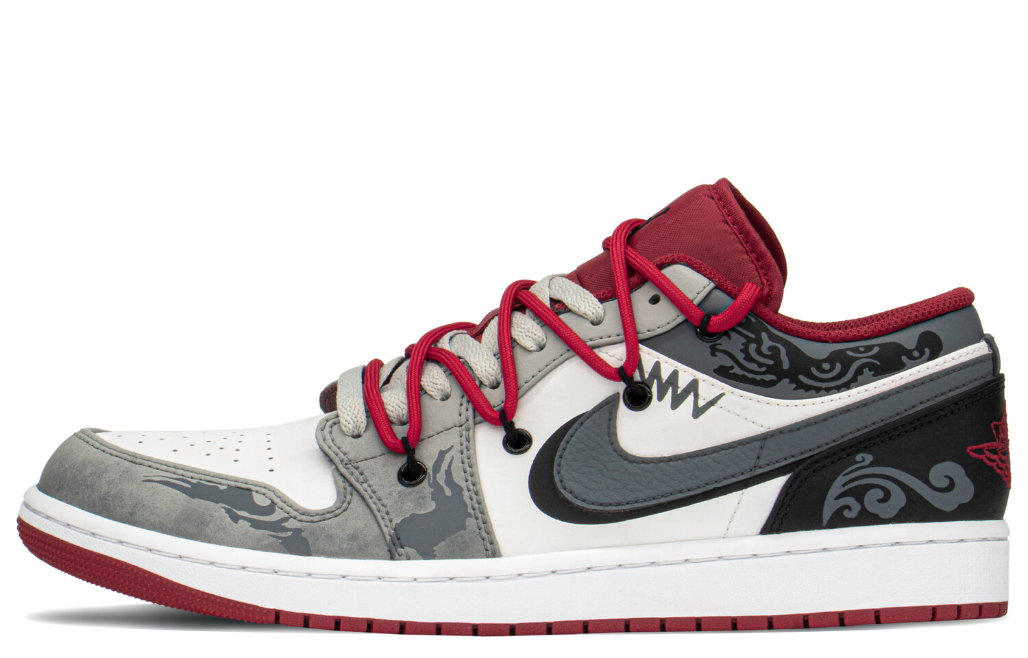 

Кроссовки Air JORDAN 1 Vintage Basketball Shoes Men Low-Top Black White Gray/Red