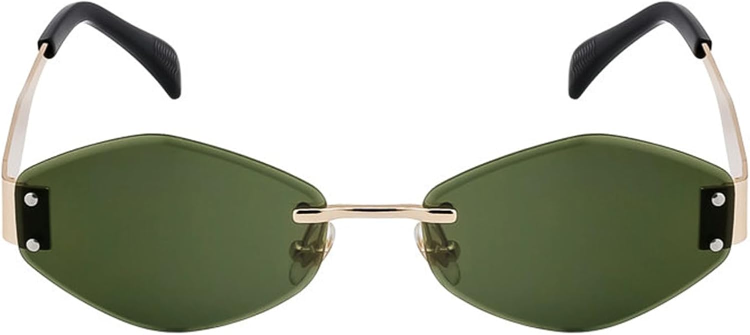 

Willochra 2025 Модные безободковые солнцезащитные очки Polygon для женщин, роскошные винтажные металлические очки в маленькой оправе в стиле панк с ромбовидным рисунком, C2