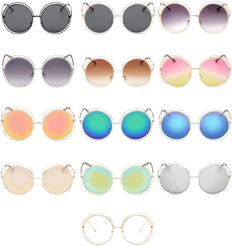 

Винтажные женские круглые солнцезащитные очки, модные женские солнцезащитные очки в металлической оправе с большими линзами, женские защитные очки TKKTLLT, Gold-red