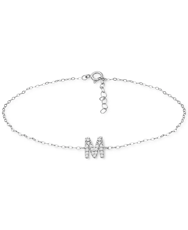 

Браслет на лодыжку с инициалами из стерлингового серебра, украшенный кубическим цирконием, созданный для Macy's. Giani Bernini, m