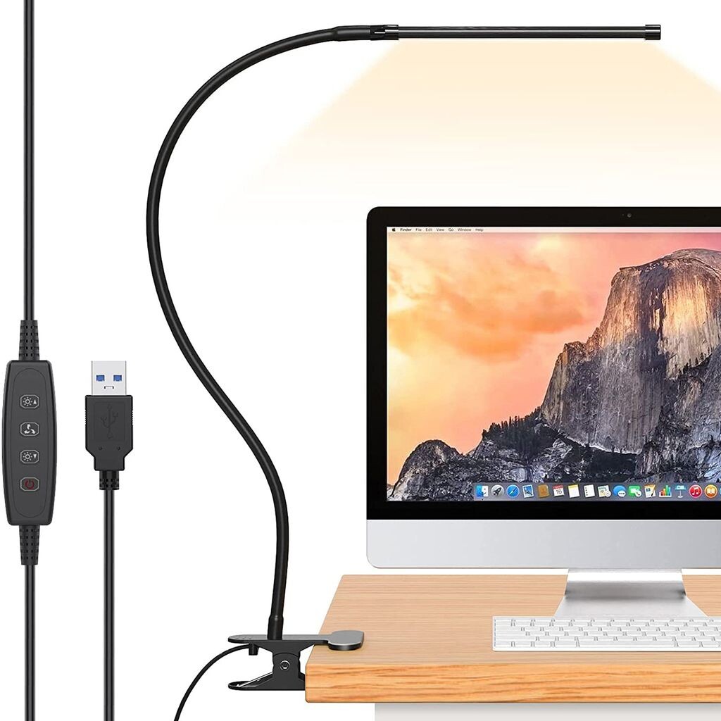 

Светодиодная настольная лампа, 3 цветовых режима и 10 уровней яркости. USB-лампы для чтения с зажимом для домашнего офиса (высота 70 см). lapamax