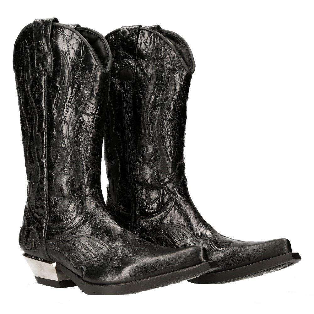 

M-7921-S1 Ботинки Flame из кожи Cowboy New Rock, черный