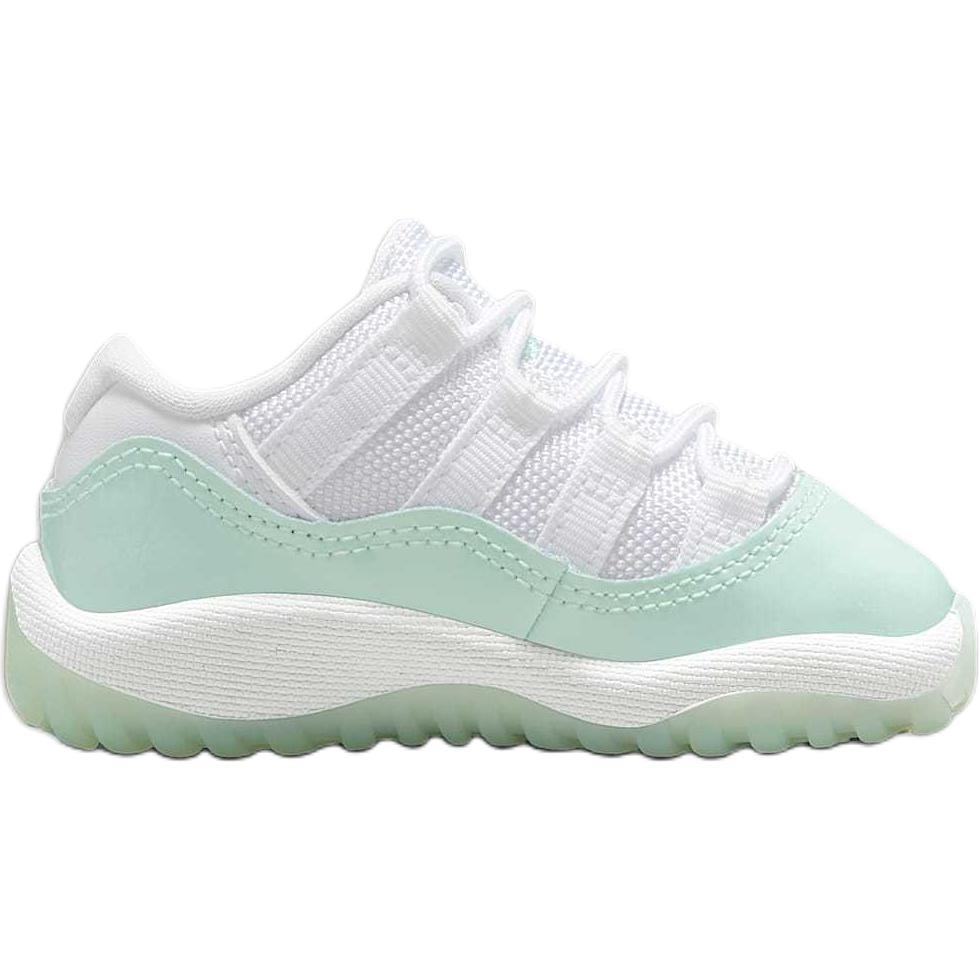 Air 11 Retro нескользящие износостойкие низкие детские ботинки white green для малышей Jordan, белый зеленый — фото 3