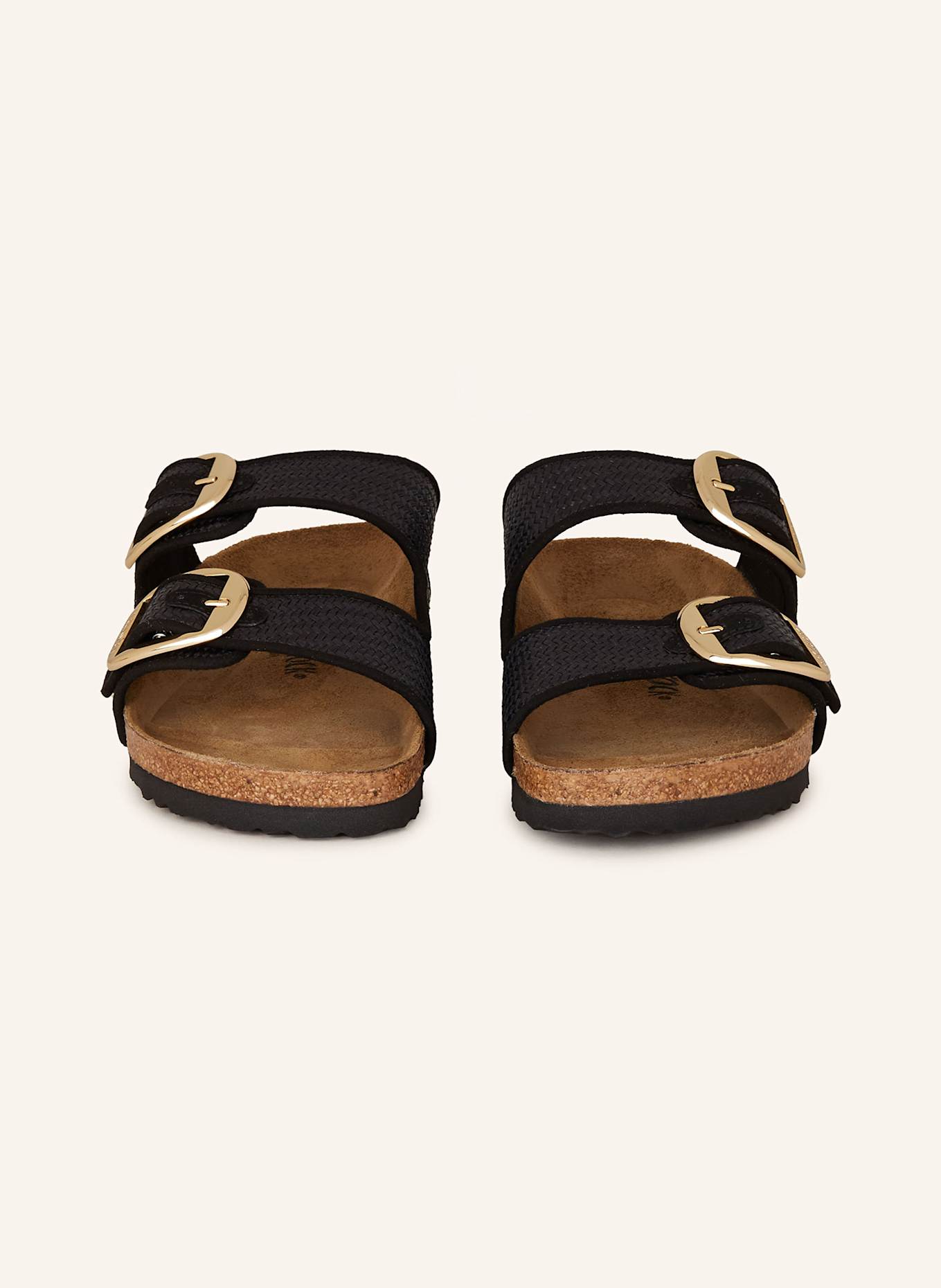 Мюли аризона большая пряжка рафия Birkenstock, черный — фото 3