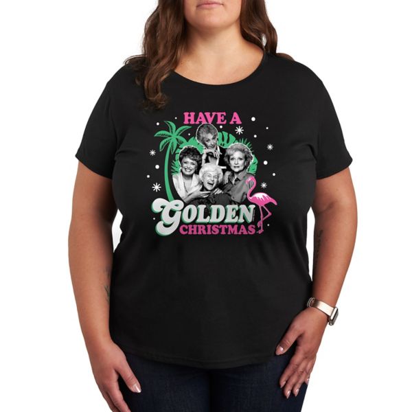 

Плюс золотая рождественская футболка с принтом «Golden Girls» Licensed Character, черный