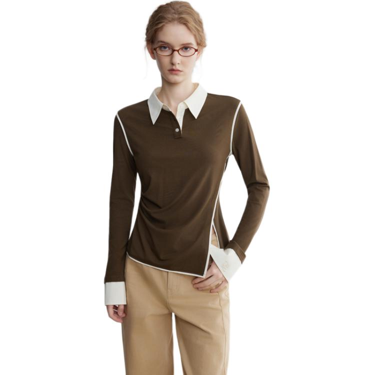 

ELLE Футболка Women's Dark Brown Lapel Moderate