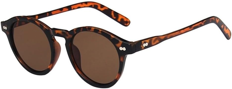 

Модные круглые солнцезащитные очки для женщин в винтажном стиле с заклепками, линзы конфетных цветов, очки для мужчин с защитой от УФ-излучения UV400, трендовые солнцезащитные очки SKFGNX, Leopard Tea