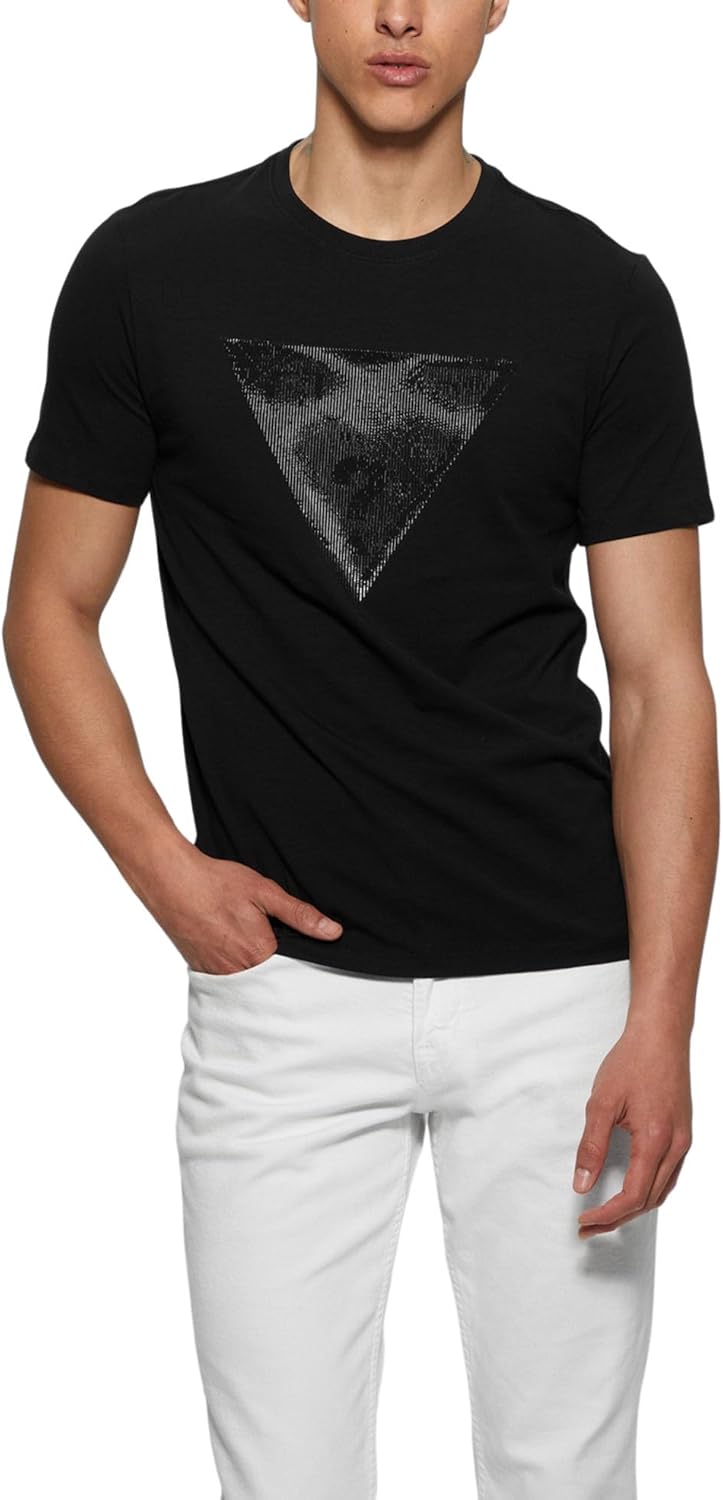 

Мужская футболка Guess с коротким рукавом и круглым вырезом, блестящая гелевая треугольная футболка, Jet Black, Черный, Мужская футболка Guess с коротким рукавом и круглым вырезом, блестящая гелевая треугольная футболка, Jet Black