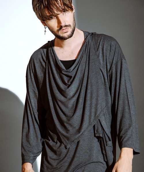 

NO ID. Футболка с V-образным вырезом и оборкой, темно-серый