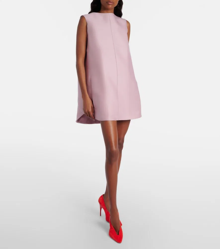 Мини-платье из шелка и шерсти Balenciaga, розовый — фото 2