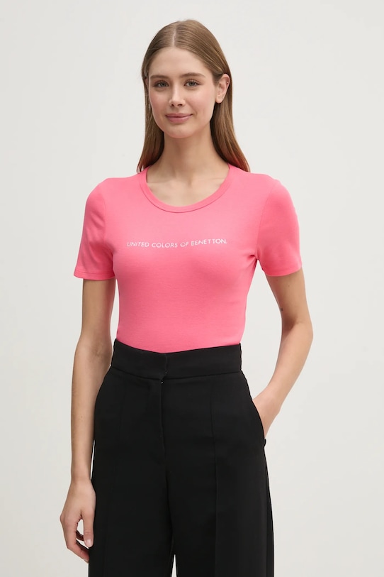 

Хлопковая футболка United Colors Of Benetton, розовый