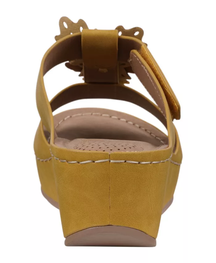 Женские босоножки-танкетки Talia с цветочным принтом GC Shoes, желтый — фото 3