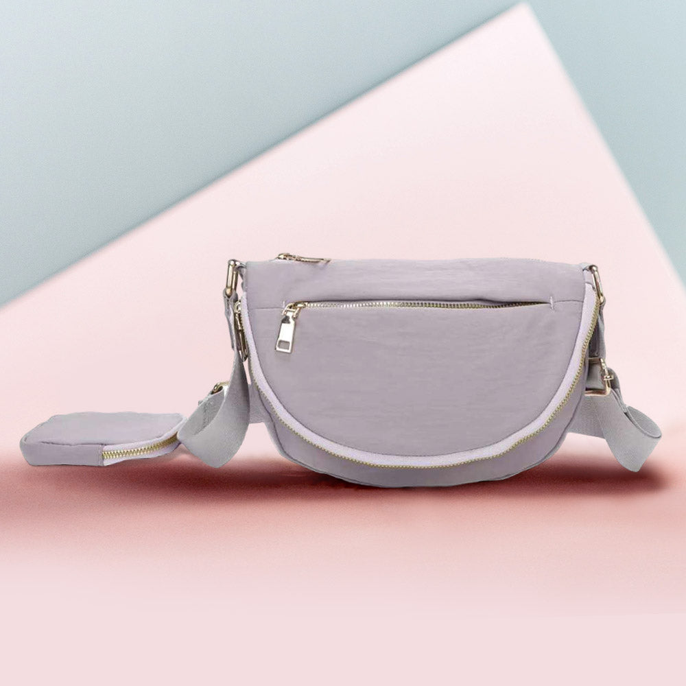 

Полукруглая сумка через плечо из цельного нейлона FASHNZFAB, лавандовый