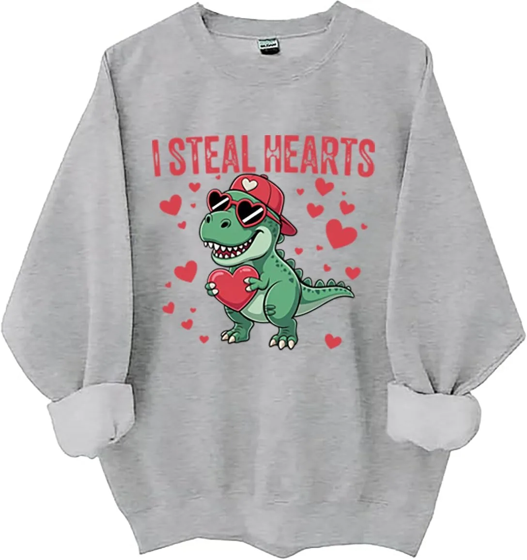

Толстовка I Steal Hearts с динозавром, Valentine's Day LNDOCAI