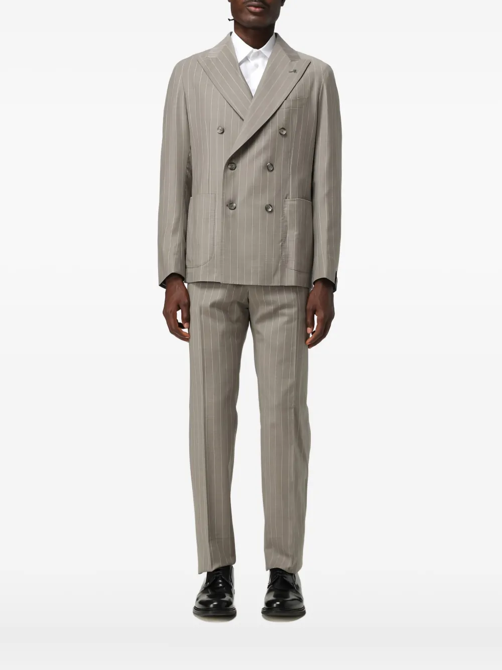 

Двубортный пиджак в тонкую полоску Tagliatore, серый