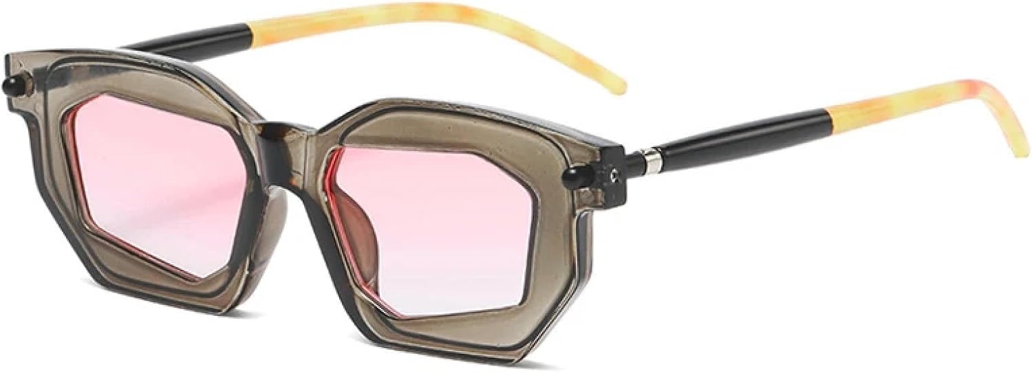 

Солнцезащитные очки Polygon Cat Eye женские, двухцветные, модные, с прозрачными линзами, мужские в стиле панк, с заклепками, защита от УФ-излучения UV400 TOIPASTN, Grey Pink Gradient