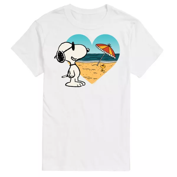 

Футболка с пляжным принтом Snoopy и надписью "At heart" для высоких и полных Licensed Character, белый