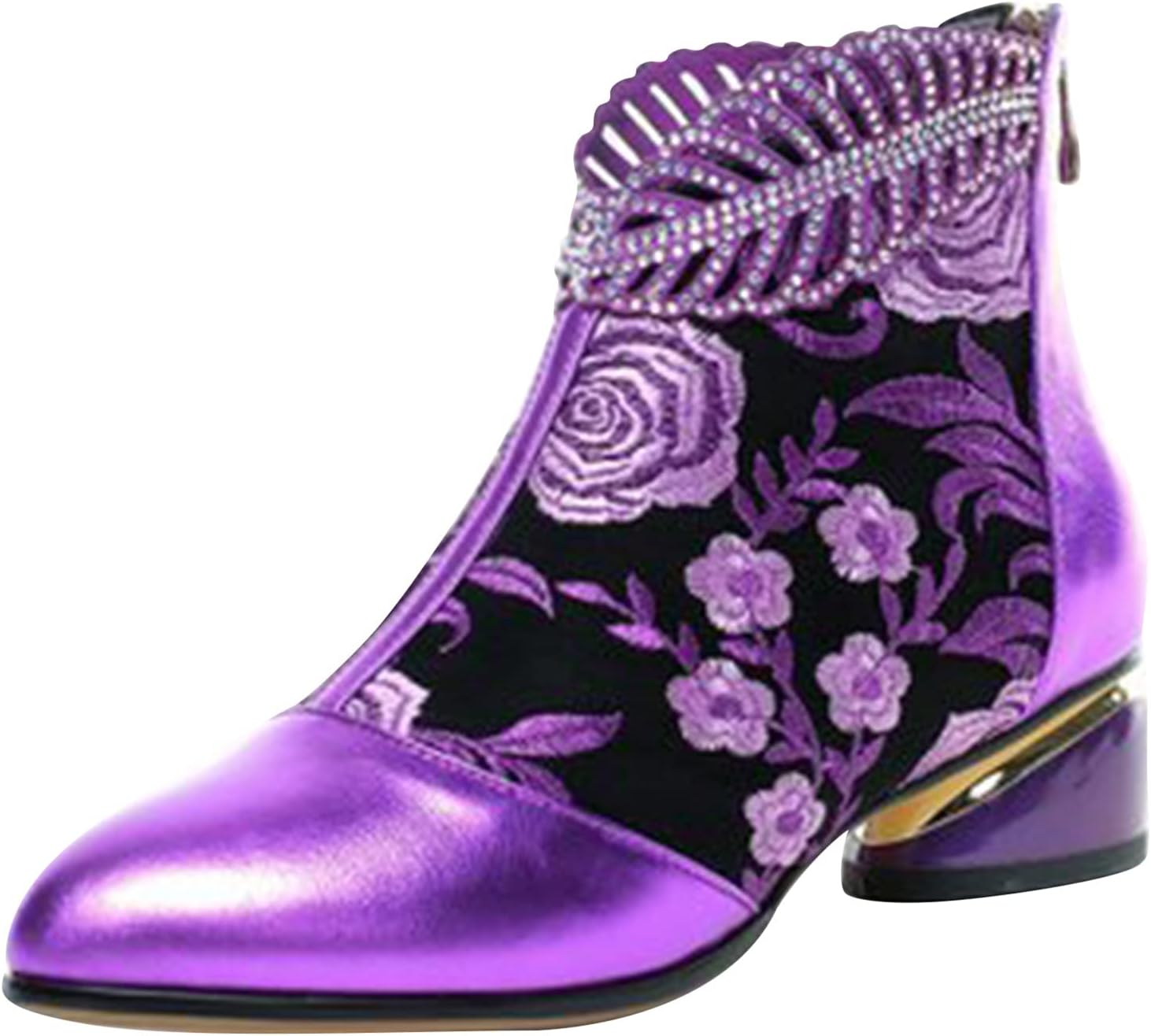 

Ботильоны Hbeylia с кристаллами для женщин, винтажные этнические, с блестками, кристаллами, фиолетовый