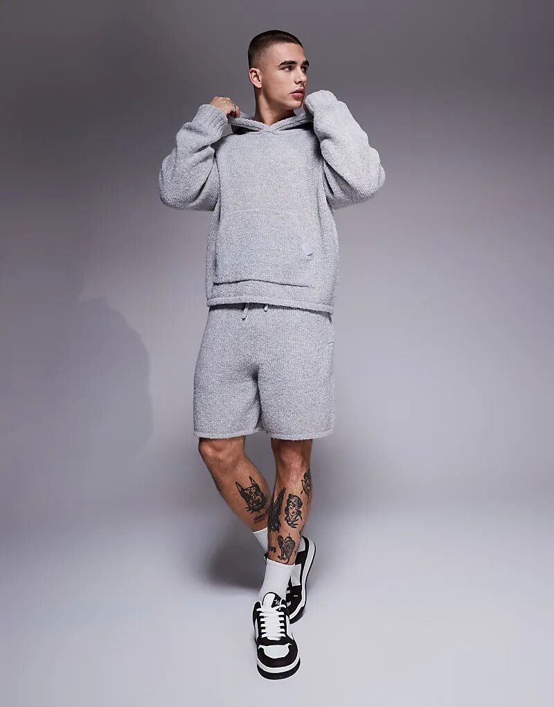 

Короткие шорты из трикотажа букле от Couture Club серого меланжевого цвета