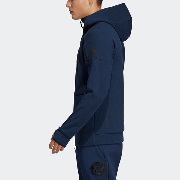 Куртка adidas Basketball Sports Hooded Jacket Navy Blue, черный — фото 4
