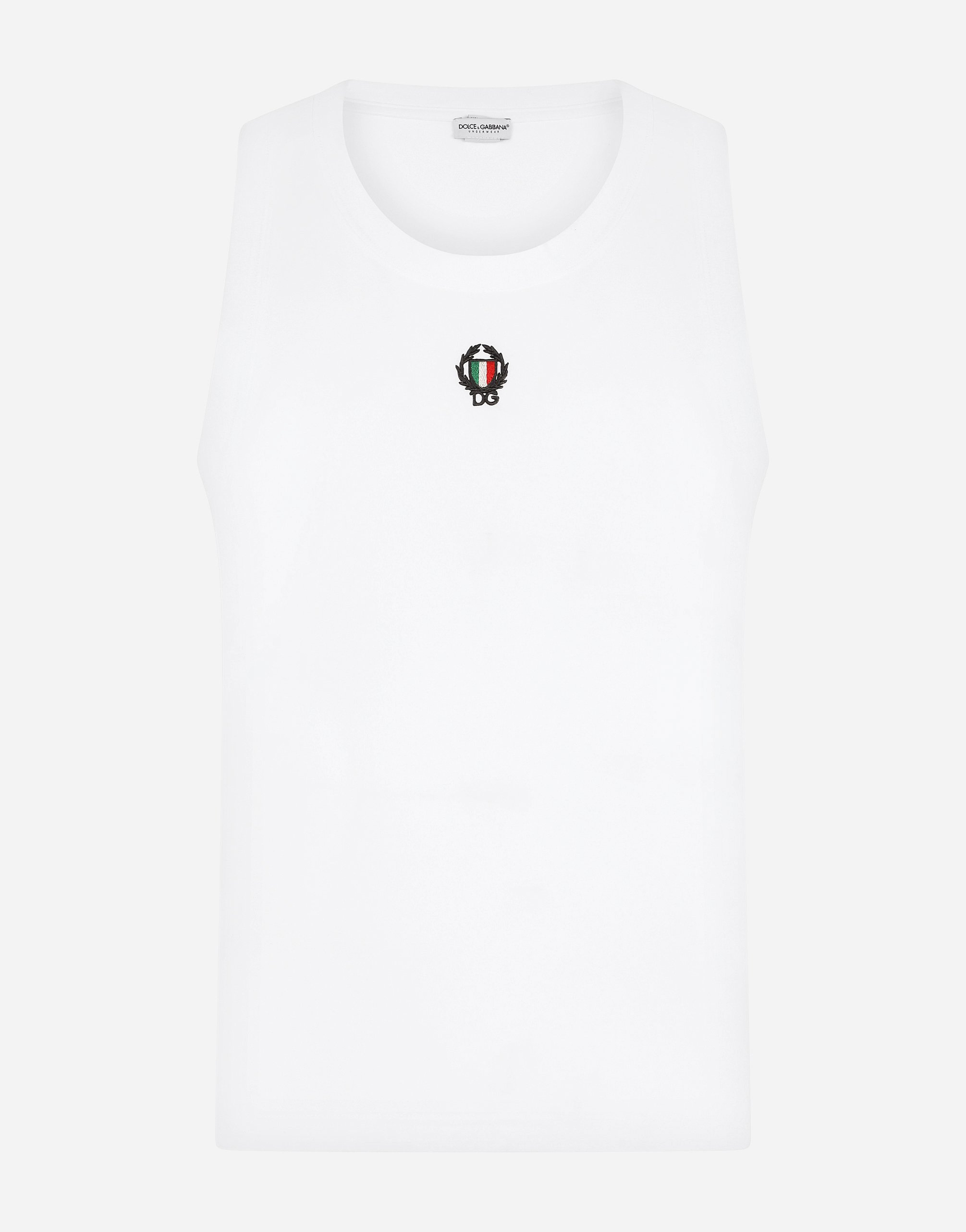 

Майка из хлопка с двусторонней эластичностью и нашивкой Dolce & Gabbana, белый