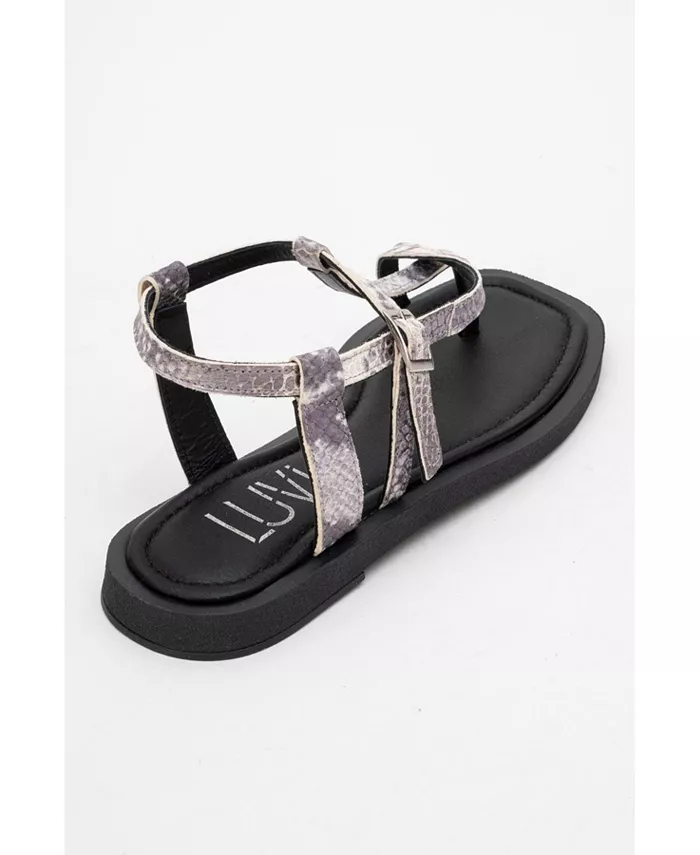 Моргана Кожаные Сандалии-танга для женщин Forever & Always Shoes, черный — фото 4