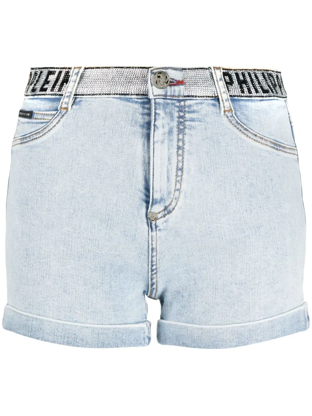 

Джинсовые шорты с логотипом Philipp Plein, синий