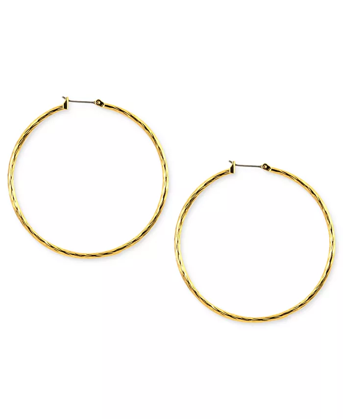 

ЗОЛОТИСТЫЕ ТЕКСТУРИРОВАННЫЕ СЕРЬГИ-КОЛЬЦА, 2 ДЮЙМА Anne Klein