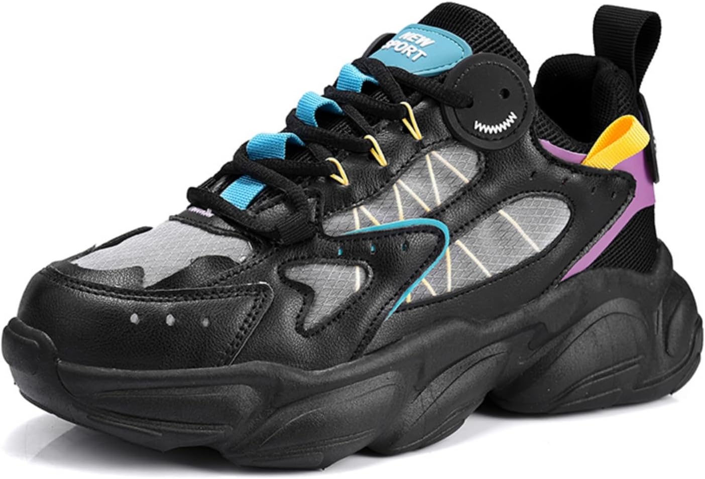 

Мужские кроссовки с множественными амортизаторами - дышащая сетка - для занятий в зале, тенниса, ходьбы и повседневной носки, легкие Khwfjas, черный