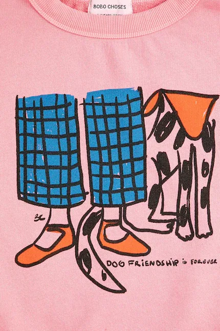 Блуза детская с принтом Dog Friendship Bobo Choses, розовый — фото 3
