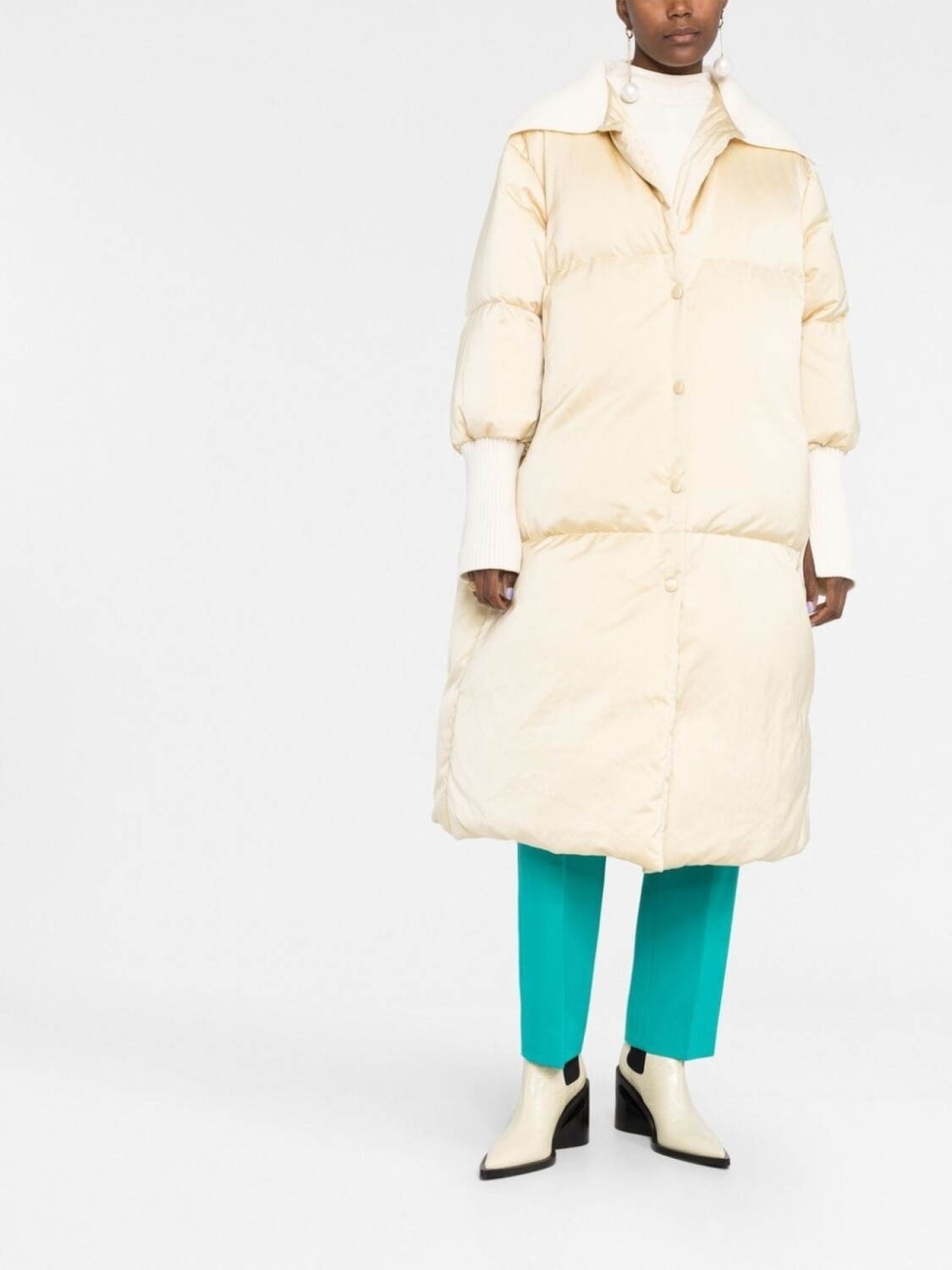 Jil Sander пуховик с контрастными вставками, нейтральный цвет — фото 2