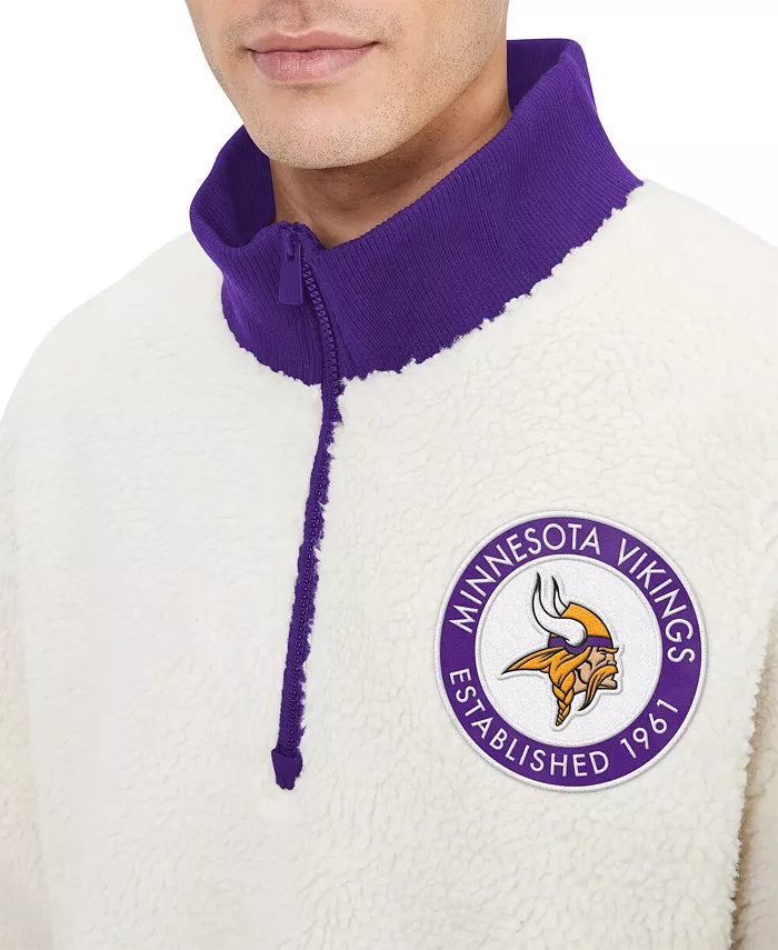 Мужская кремовая толстовка Minnesota Vikings Jordan Sherpa с молнией до середины груди Tommy Hilfiger — фото 2