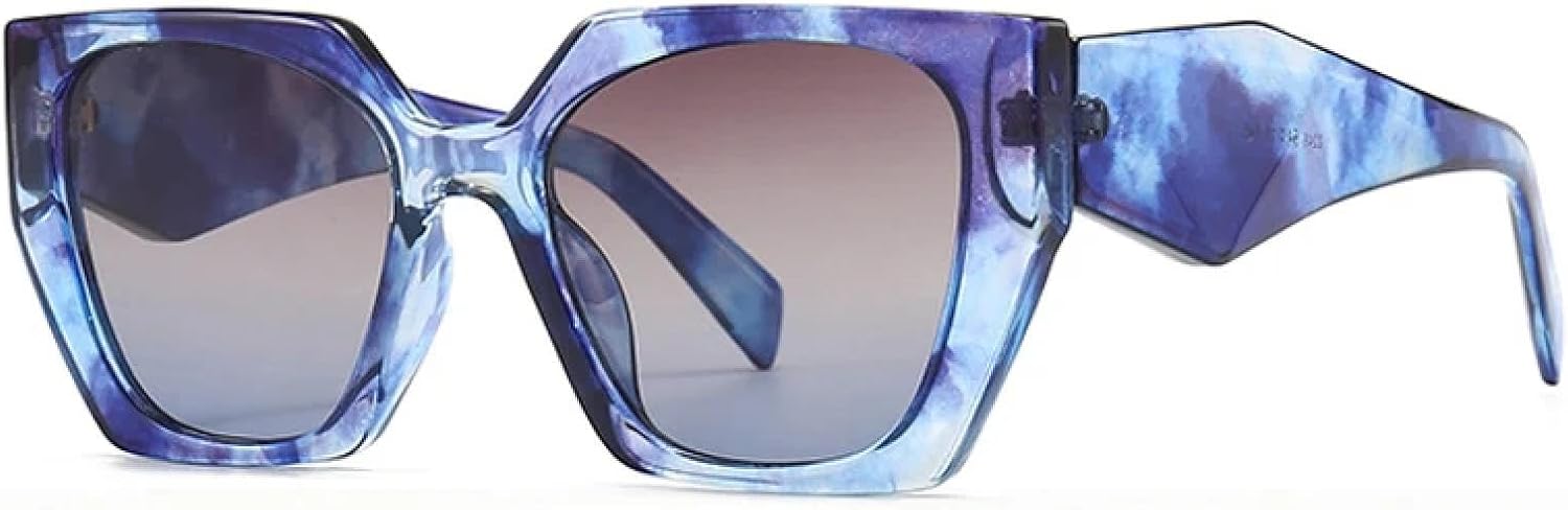 

Ретро-солнцезащитные очки «кошачий глаз» в стиле «многоугольник», модные солнцезащитные очки с градиентным переходом для мужчин, защита от УФ-излучения UV400 TVTBBVV, Blue Tea Blue