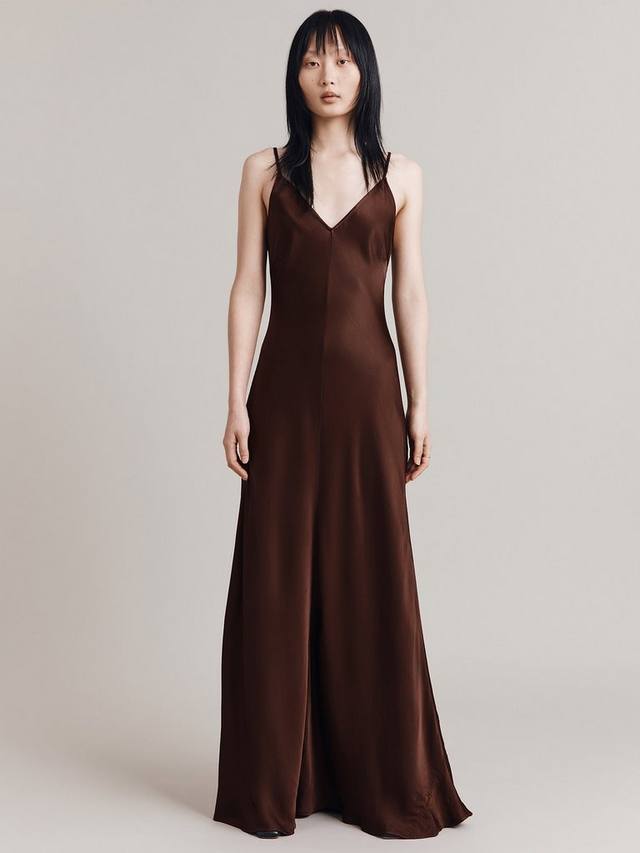 

Атласное платье-комбинация макси eden Ghost, темно-коричневый