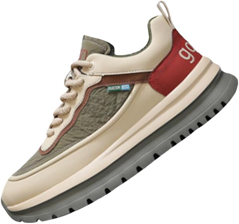 

Модные мужские кеды на платформе с низким верхом из канвы - спортивные повседневные туфли с кожаными вставками Hoalox, зеленый