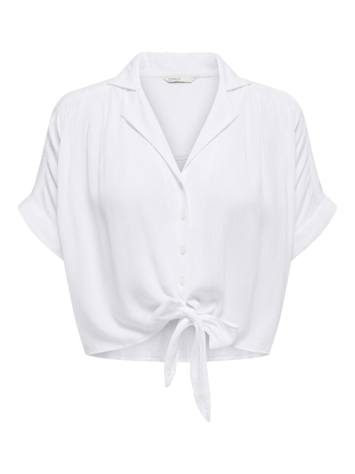 

Блуза ONLY Bluse verkürzt Halbarm Knoten-Detail, белый