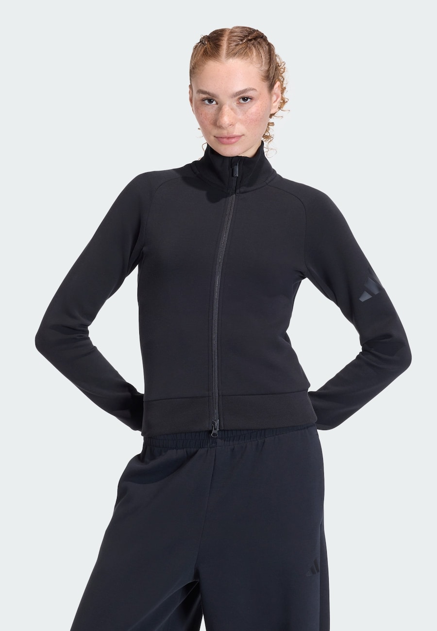 Спортивная толстовка с капюшоном на молнии ADIDAS SPORTSWEAR Soft Lux, черный — фото 2