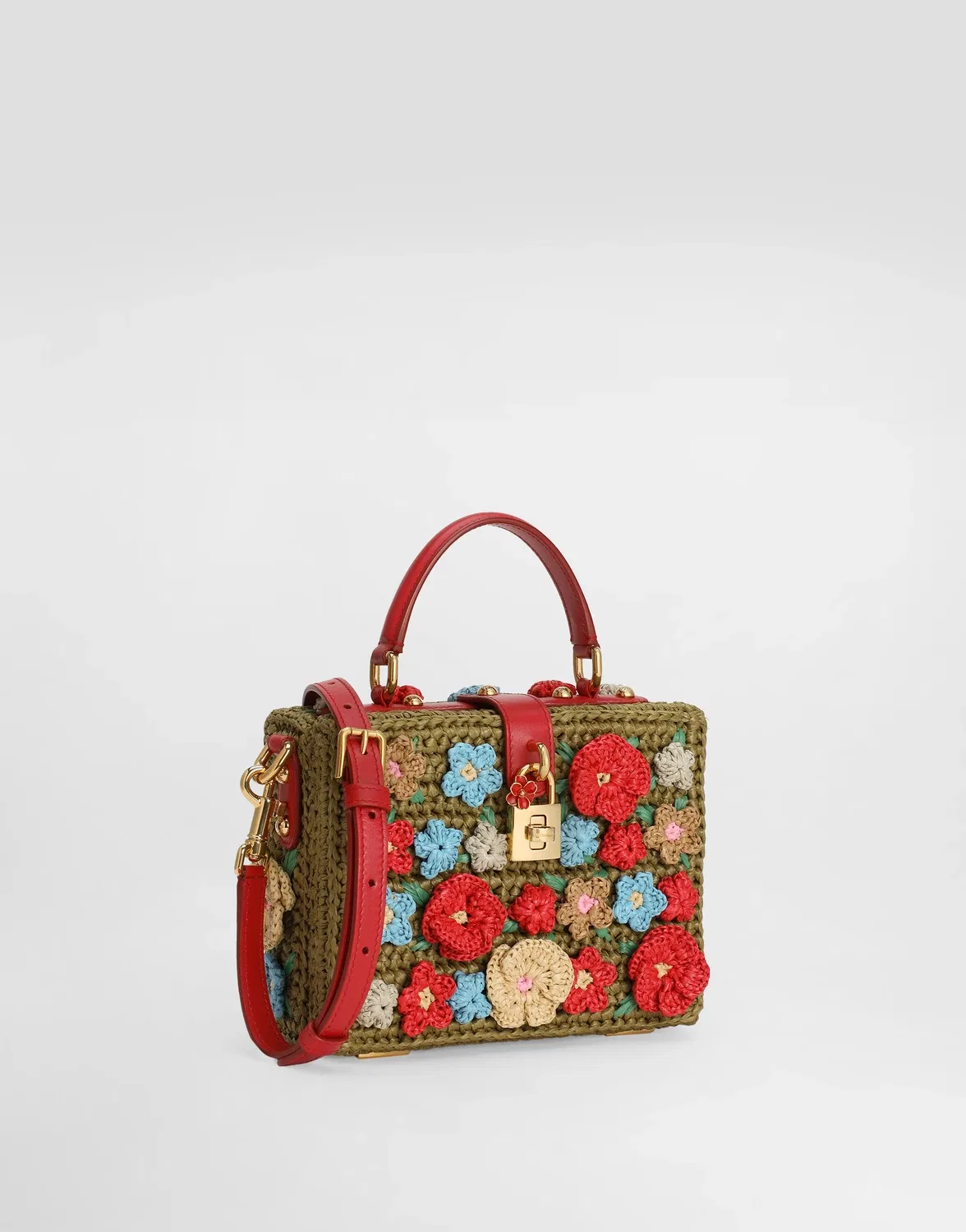 Сумка Dolce Box из рафии, связанная крючком DOLCE & GABBANA, мультицвет — фото 3
