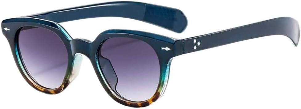 

Ретро круглые солнцезащитные очки для женщин и мужчин, модные, с красочной оправой и заклепками, винтажные солнцезащитные очки с защитой от УФ-излучения UV400 generic, Blue Demi Grey