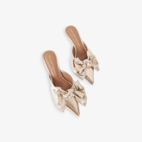 Мюли Kg Kurt Geiger на каблуке из искусственной кожи, золотой — фото 2