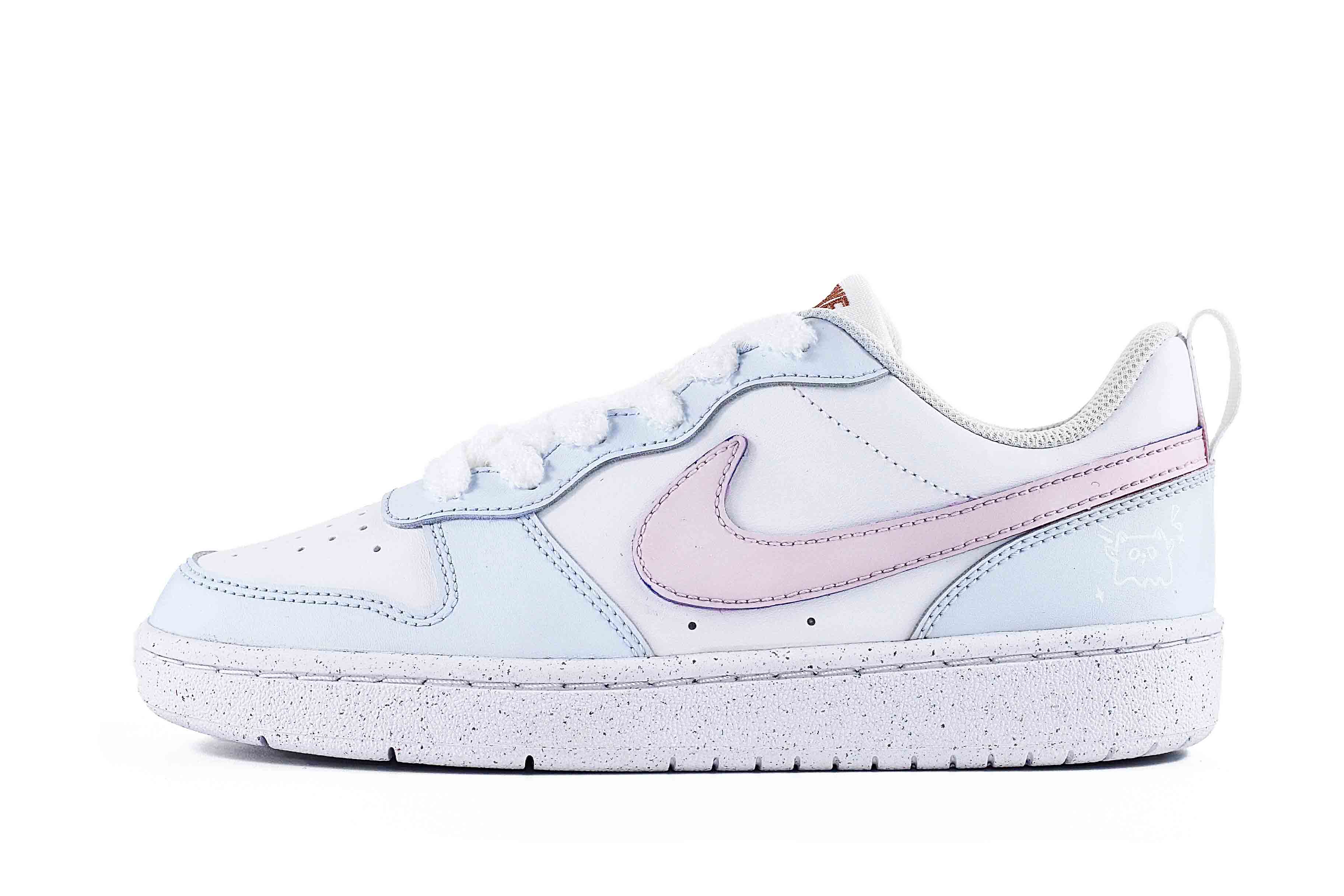 

Кроссовки для скейтбординга Court Borough Sea Salt Pink Blue Slip Resistant Cushioning Abrasion Resistant низкие детские Nike, розовый