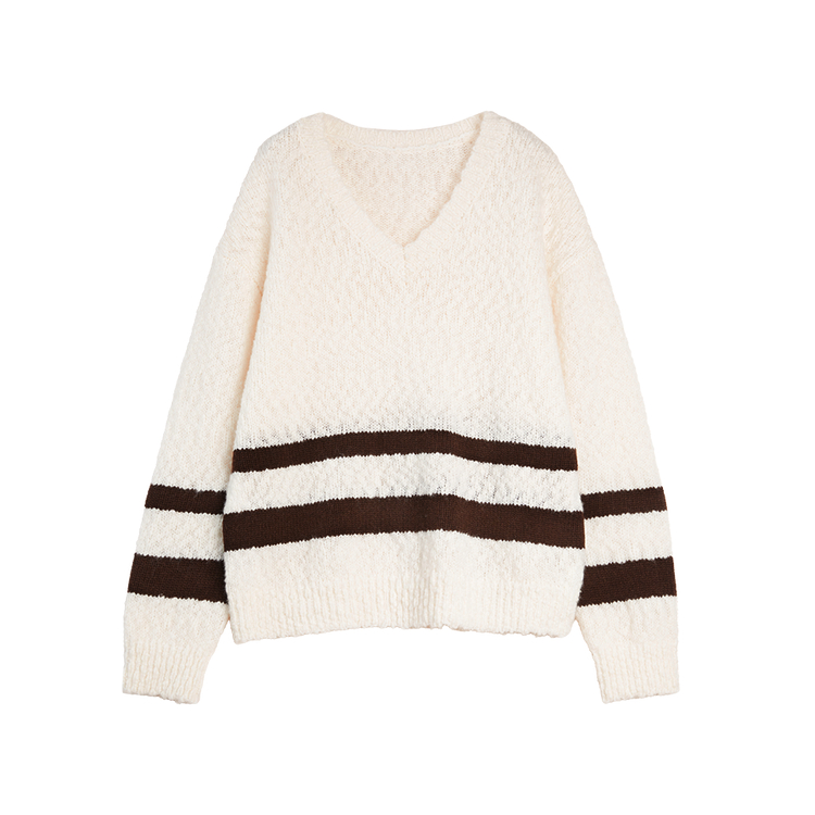 

ELLE Свитер женский Ecru с V-образным вырезом утолщенный Others