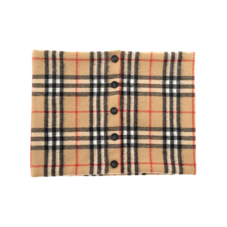

Детский винтажный кашемировый шарф-снуд в клетку Burberry, коричневый