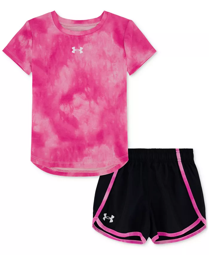 

Футболка с принтом и шорты для девочек, комплект из 2 предметов Under Armour, розовый
