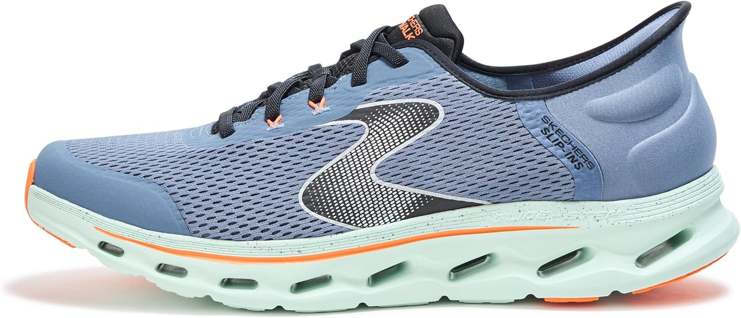 Мужские кроссовки Skechers Go Walk Glide Step 2.0 Zander, синий/оранжевый/темно-синий — фото 2