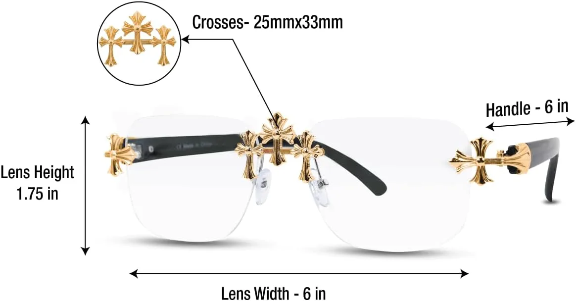 

Классические солнцезащитные очки ICE STAR с тройным перекрестием в оправе – безрамочный дизайн для мужчин и женщин, роскошный подарок в стиле стритстайл, Clear Gold