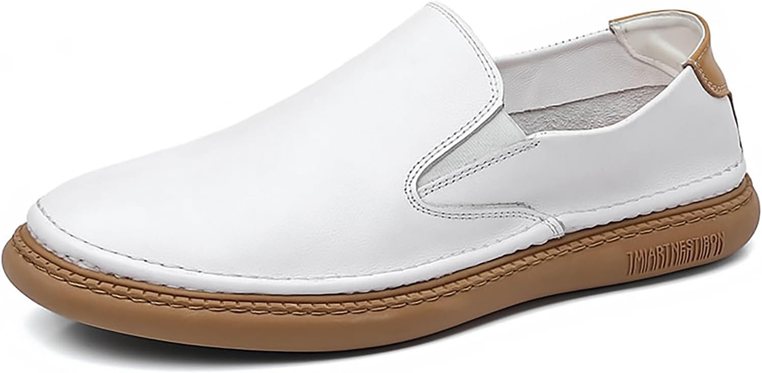 

Мужские осенние лоферы на подскоке, удобная мягкая подошва, повседневная обувь, из натуральной кожи, дышащие, обувь Generic, белый